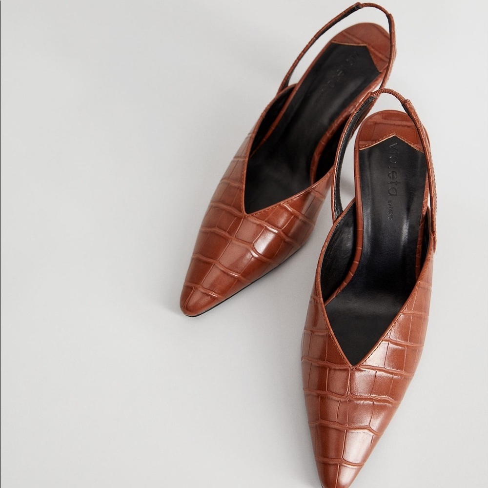 VIOLETA BY MANGO CROC EFFECT SLINGBACK - SIZE 9 1/2 (NEW WITH TAGS) - Picture 4 of 4